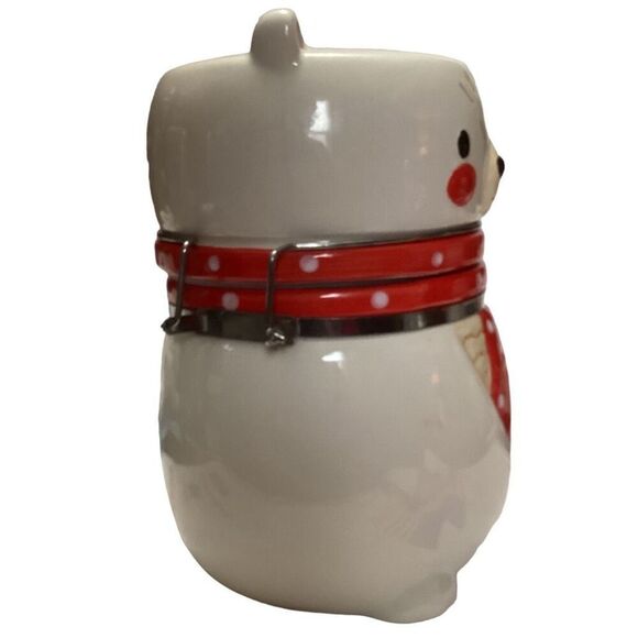 Vintage Swiss Miss Christmas Ceramic Polar Bear Canister Cookie Jar - Picture 3 of 8
